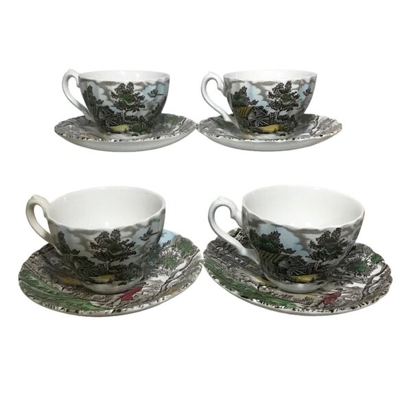 The Hunter By Myott England Tea Cup & Saucer Set of 4 - Picture 2 of 10